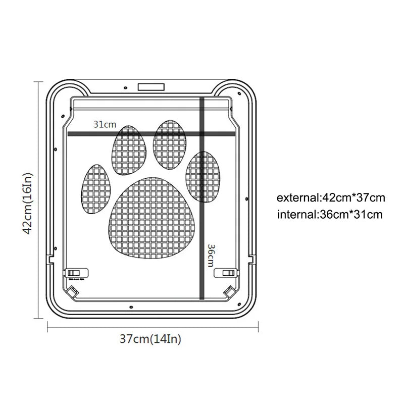 4-Way Lockable Pet Door – Large Cat & Dog Flap for Windows, Screens & Walls