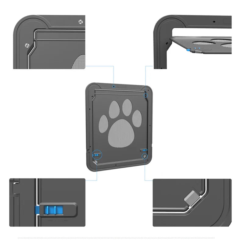 4-Way Lockable Pet Door – Large Cat & Dog Flap for Windows, Screens & Walls