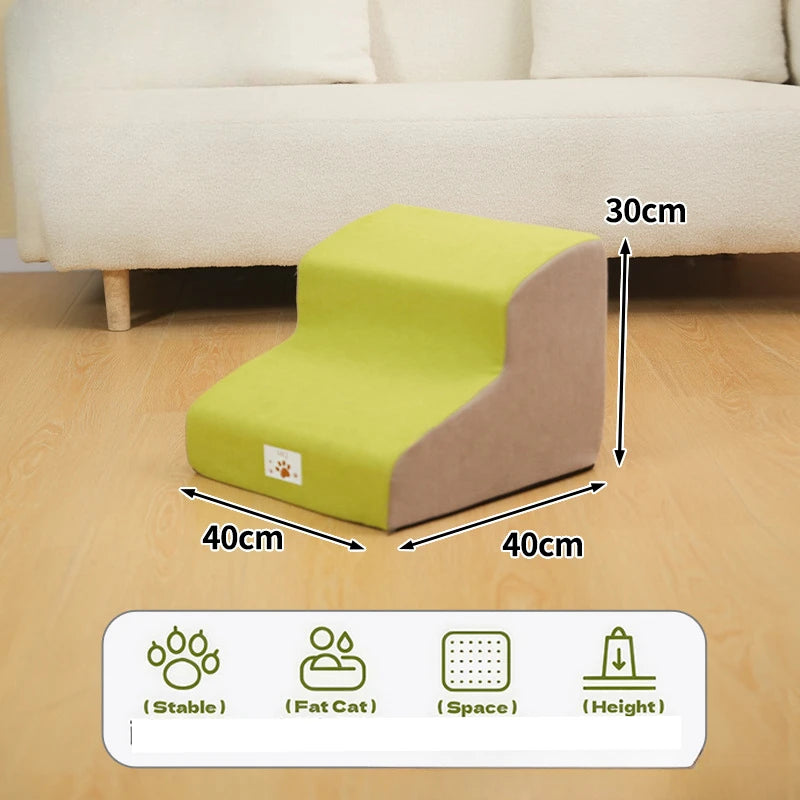 Pet Ramp Stairs – 2/3 Step Memory Foam Ladder for Dogs & Cats (Washable)