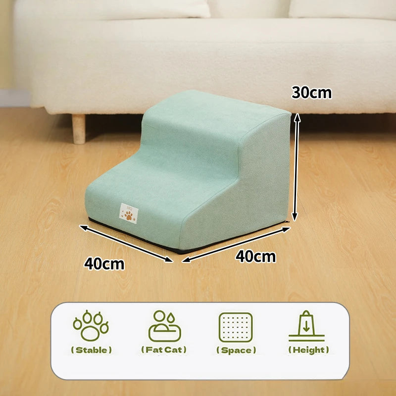 Pet Ramp Stairs – 2/3 Step Memory Foam Ladder for Dogs & Cats (Washable)