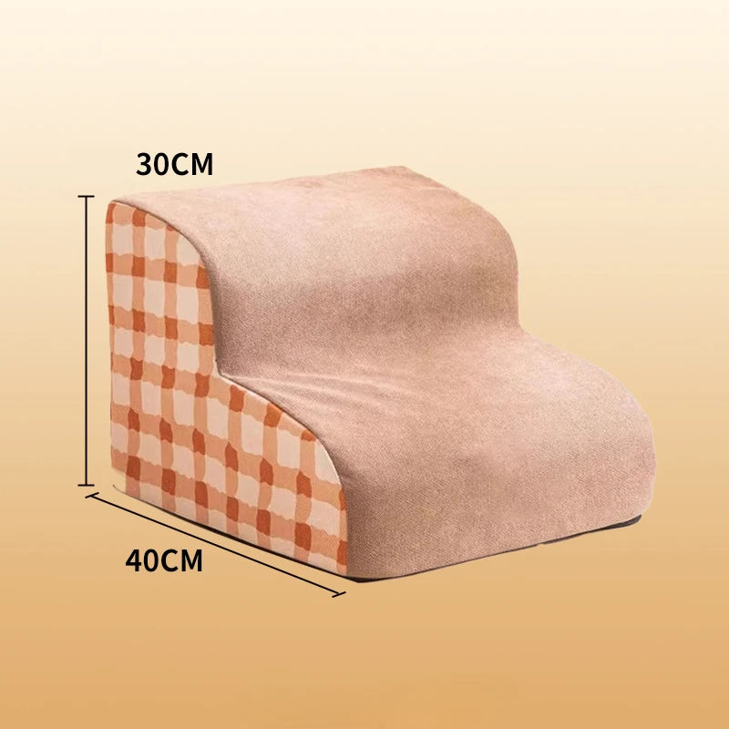 Pet Stairs with Memory Foam – 2/3 Step Non-Slip Ramp for Dogs & Cats
