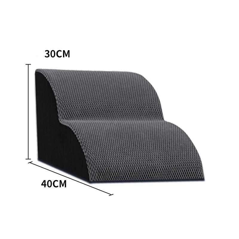 Pet Stairs with Memory Foam – 2/3 Step Non-Slip Ramp for Dogs & Cats