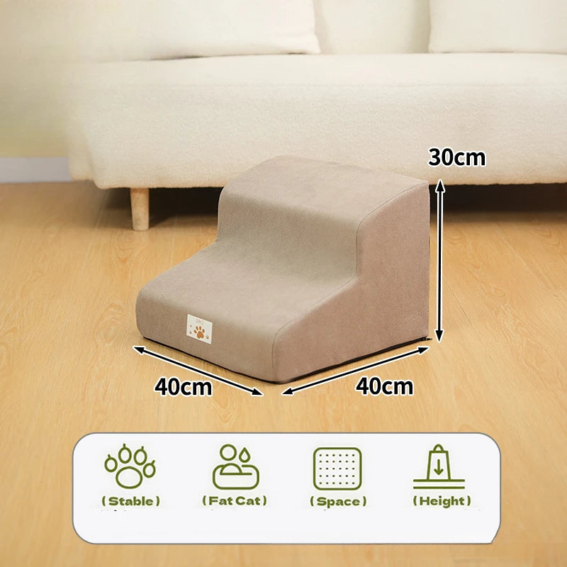 Pet Ramp Stairs – 2/3 Step Memory Foam Ladder for Dogs & Cats (Washable)