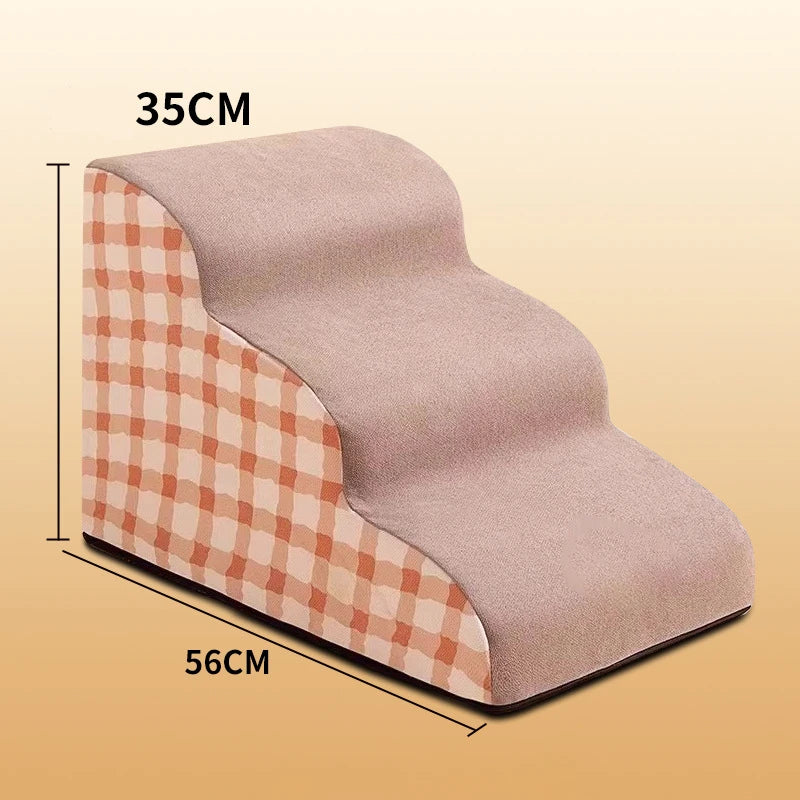 Pet Stairs with Memory Foam – 2/3 Step Non-Slip Ramp for Dogs & Cats