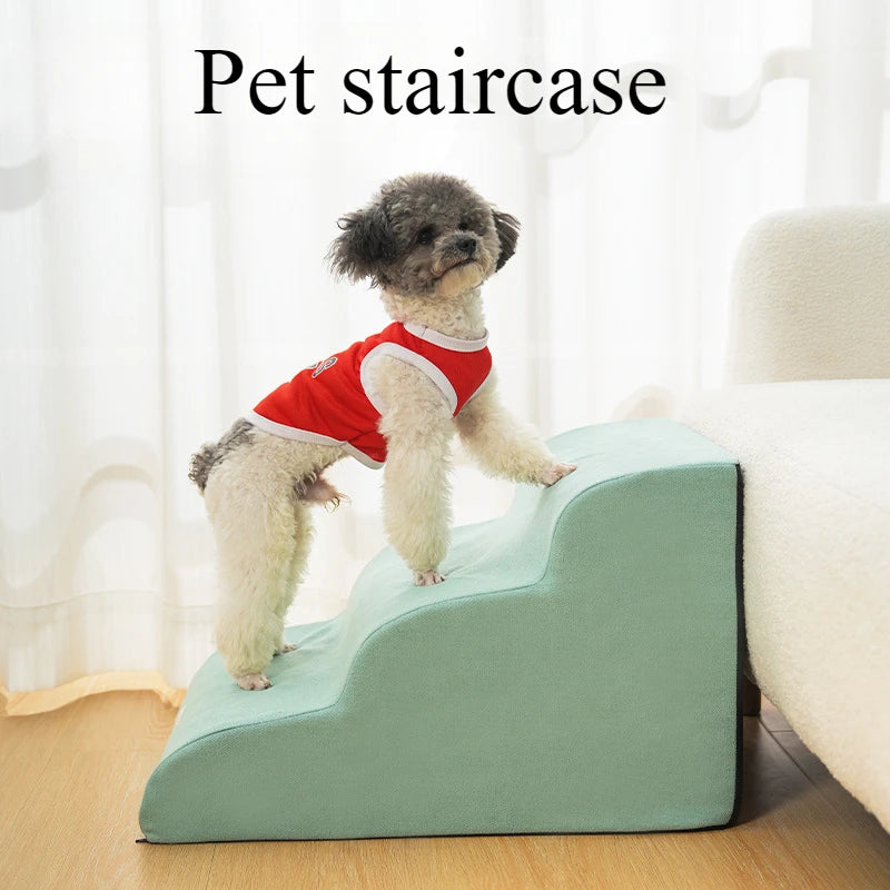 Pet Ramp Stairs – 2/3 Step Memory Foam Ladder for Dogs & Cats (Washable)