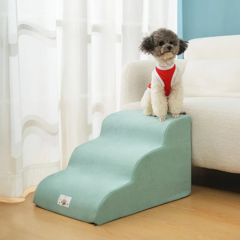 Pet Ramp Stairs – 2/3 Step Memory Foam Ladder for Dogs & Cats (Washable)
