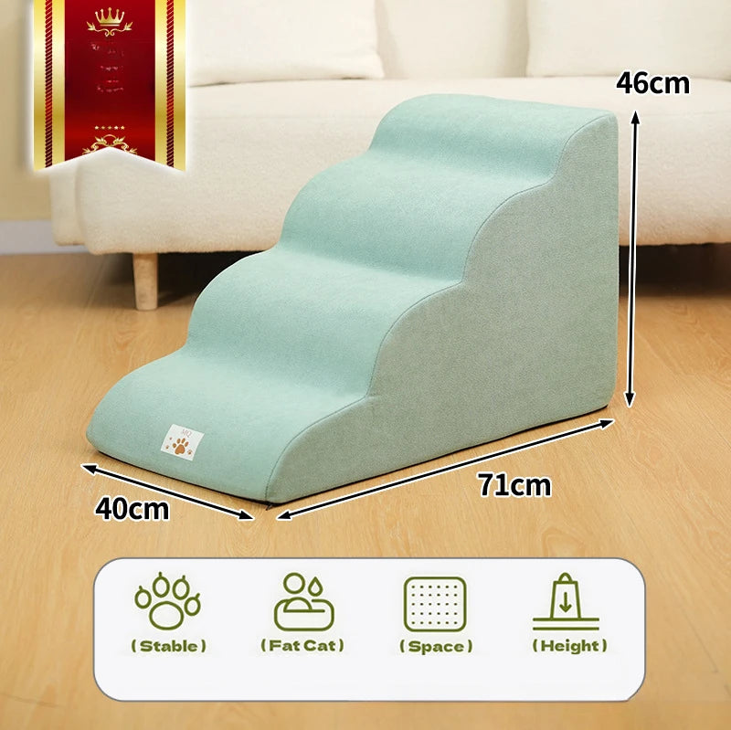 Pet Ramp Stairs – 2/3 Step Memory Foam Ladder for Dogs & Cats (Washable)