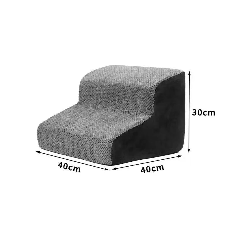 Pet Stairs with Memory Foam – 2/3 Step Non-Slip Ramp for Dogs & Cats