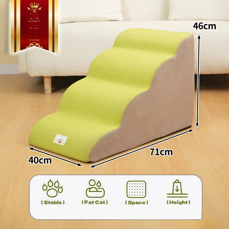 Pet Ramp Stairs – 2/3 Step Memory Foam Ladder for Dogs & Cats (Washable)