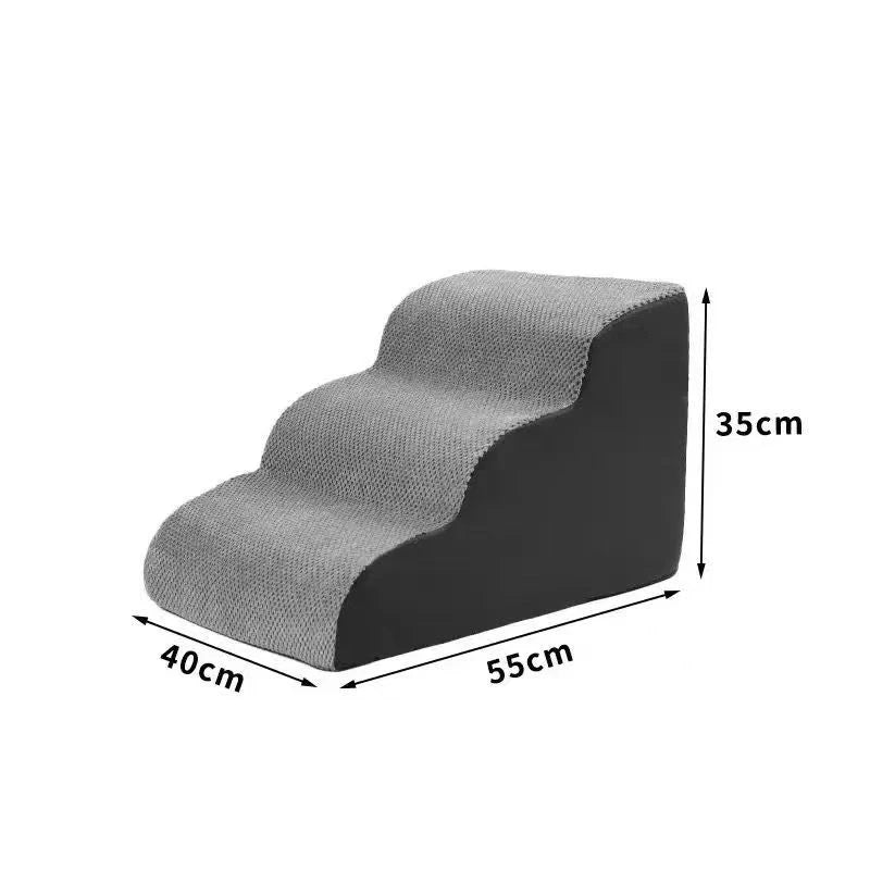 Pet Stairs with Memory Foam – 2/3 Step Non-Slip Ramp for Dogs & Cats