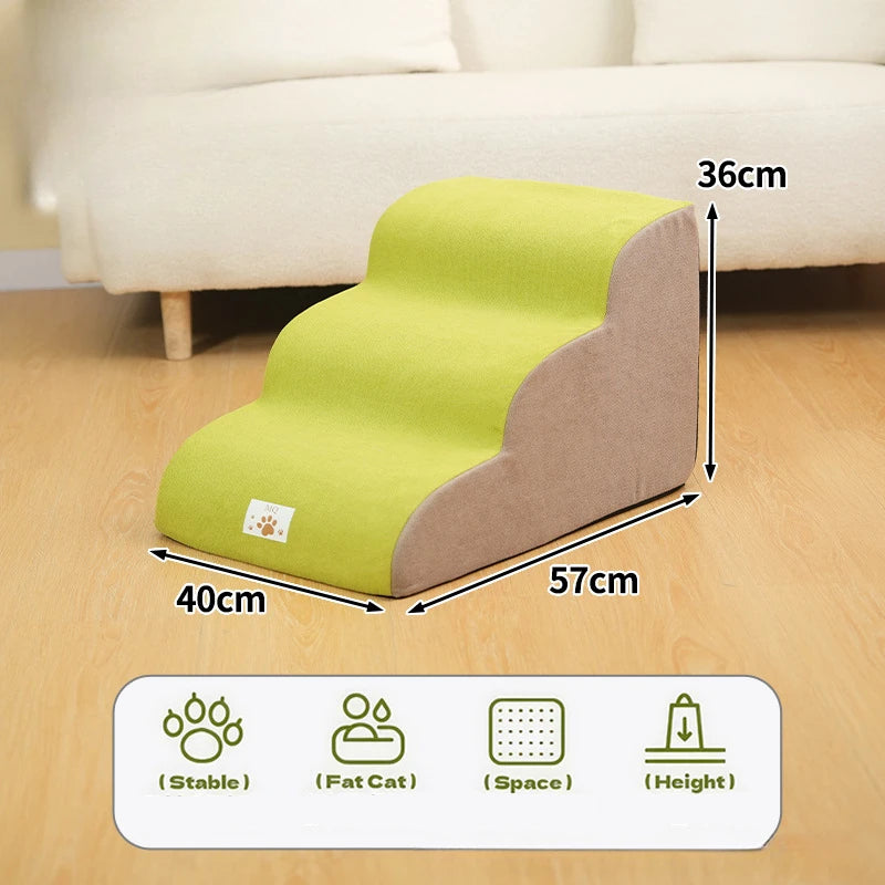 Pet Ramp Stairs – 2/3 Step Memory Foam Ladder for Dogs & Cats (Washable)