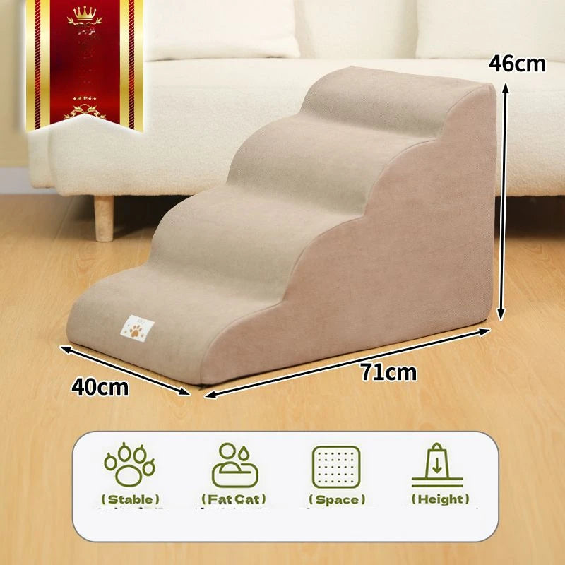 Pet Ramp Stairs – 2/3 Step Memory Foam Ladder for Dogs & Cats (Washable)