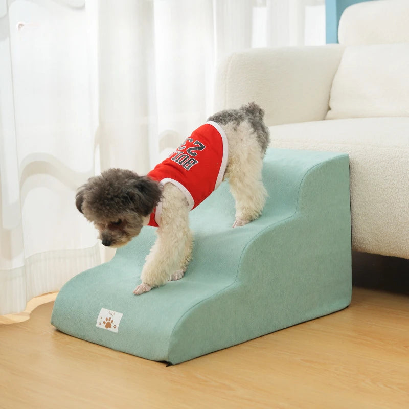 Pet Ramp Stairs – 2/3 Step Memory Foam Ladder for Dogs & Cats (Washable)