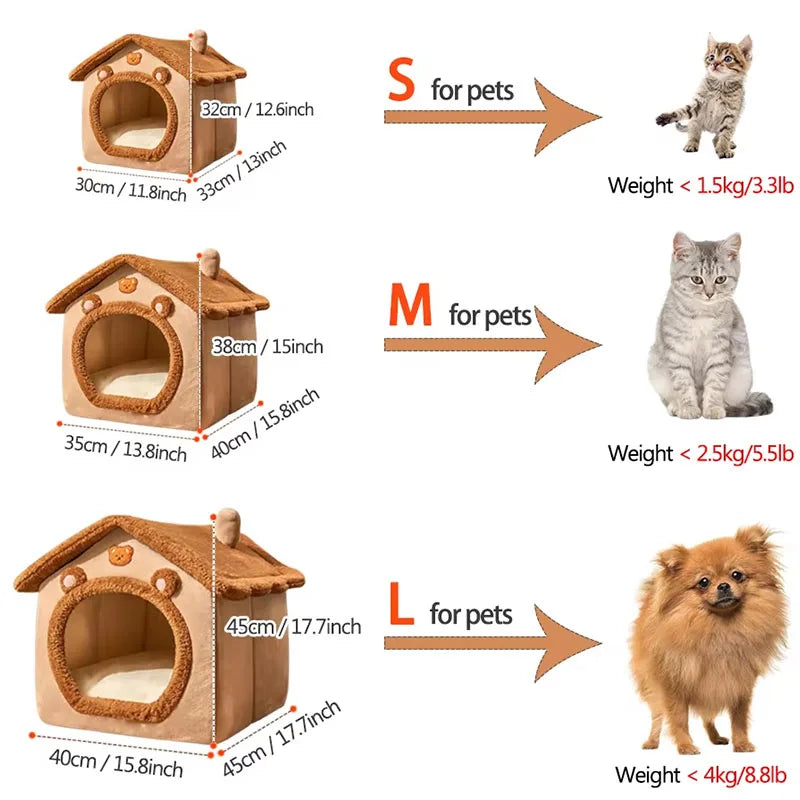 Foldable Pet House – Removable Washable Cat Cave Sofa Bed for Small Dogs & Cats