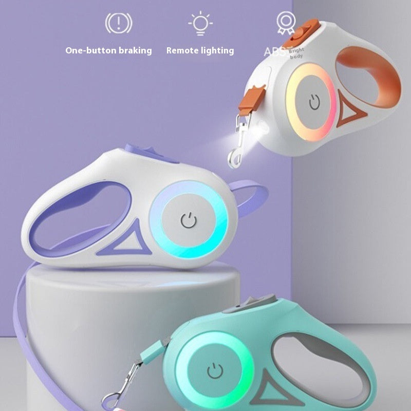 LED Retractable Dog Leash with light for Puppies Small Medium big Dogs Cats Pet Harness straps collar Accessories 3m 5m roulette