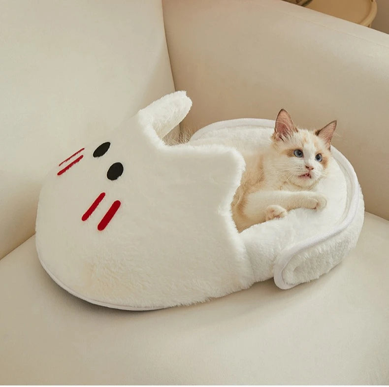 2025 New Semi-enclosed Cat Kennel Winter Warm Slippers Pet Kennel All-season Universal Breathable Non-slip Gray Dog Kennel