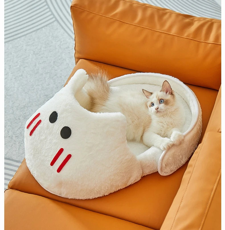 2025 New Semi-enclosed Cat Kennel Winter Warm Slippers Pet Kennel All-season Universal Breathable Non-slip Gray Dog Kennel